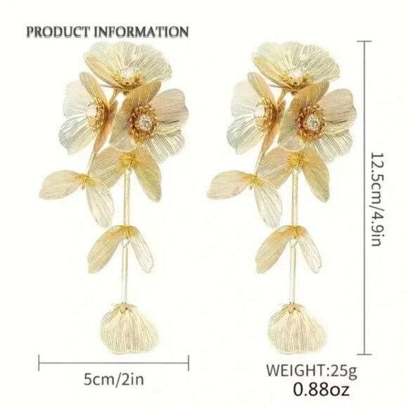 Zara Kate Middleton Cascading Gold Flower Earrings - Picture 6 of 8